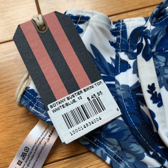 Jack Wills Underwire balcony Adjustable sz 10 White with Blue flowers Bikini NWT - Picture 6 of 12